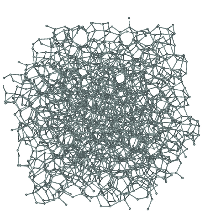 La estructura de una partícula de carbono amorfo.