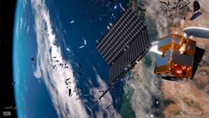 Si se destruye un satélite, los escombros se expanden en órbita y representan serias amenazas para otros satélites o naves espaciales tripuladas. Crédito: ESA / ID & Sense / ONiRiXEL