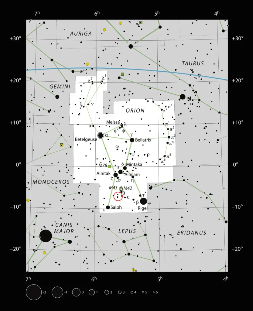 V883 Orionis es una protoestrella ubicada aproximadamente a 1.305 años luz de la Tierra en la constelación de Orión. Crédito: ESO/IAU y Sky & Telescope