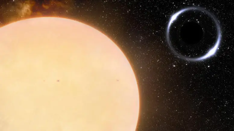 Impresión artística del agujero negro más cercano a la Tierra y su estrella compañera similar al Sol

