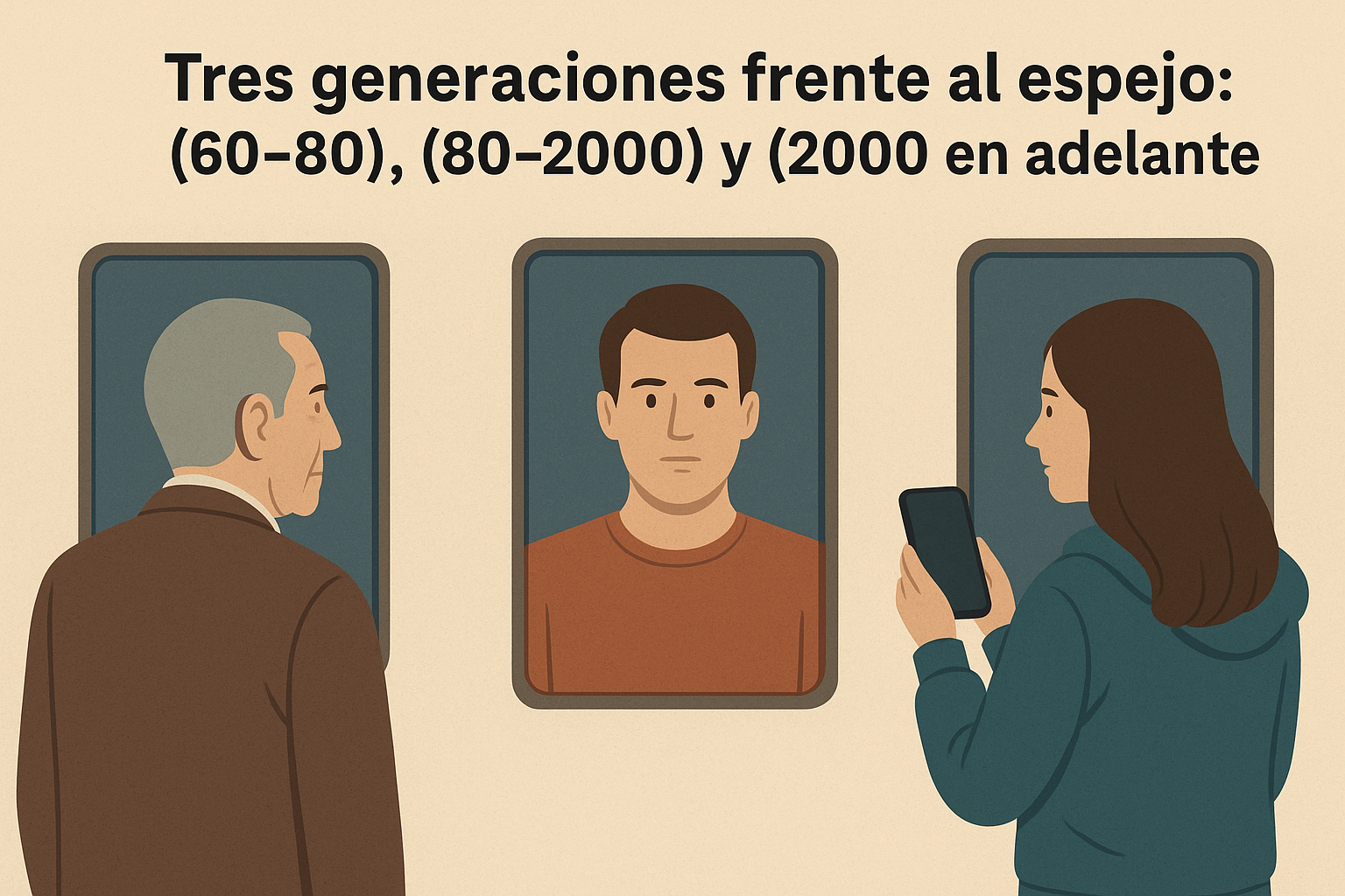 Tres generaciones frente al espejo: (60‑80), (80‑2000) y (2000 en adelante)