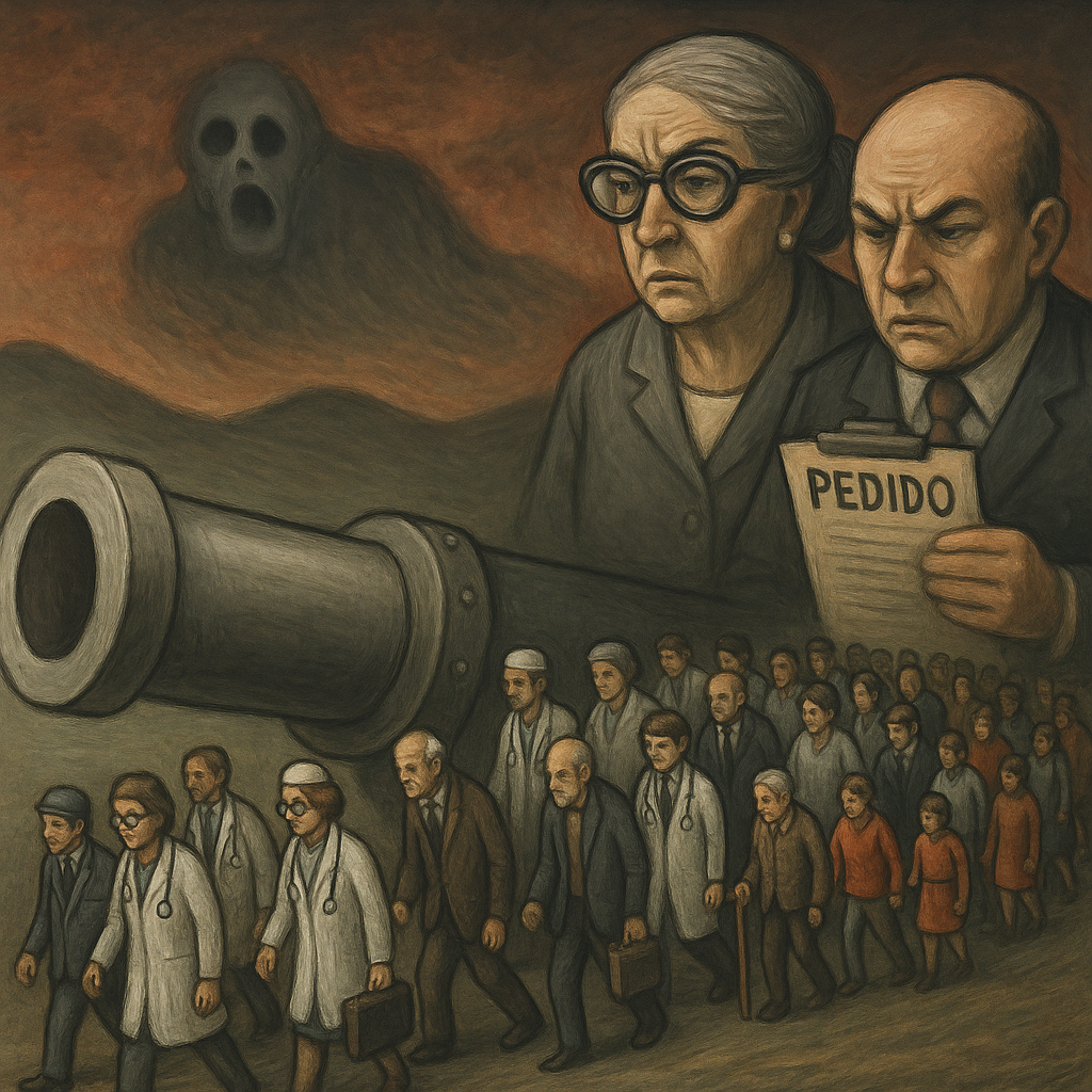 Ilustración sobre la burocracia argentina Ilustración creada por @friktoy, inspirada en la estética de Pink Floyd.